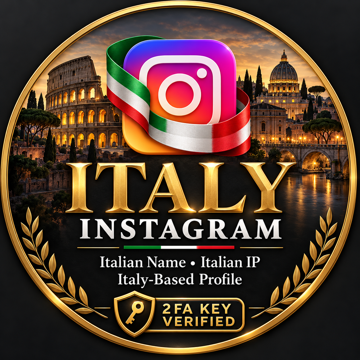 Italy Instagram account Italy name Italy IP based profile picture with 2FA key verified